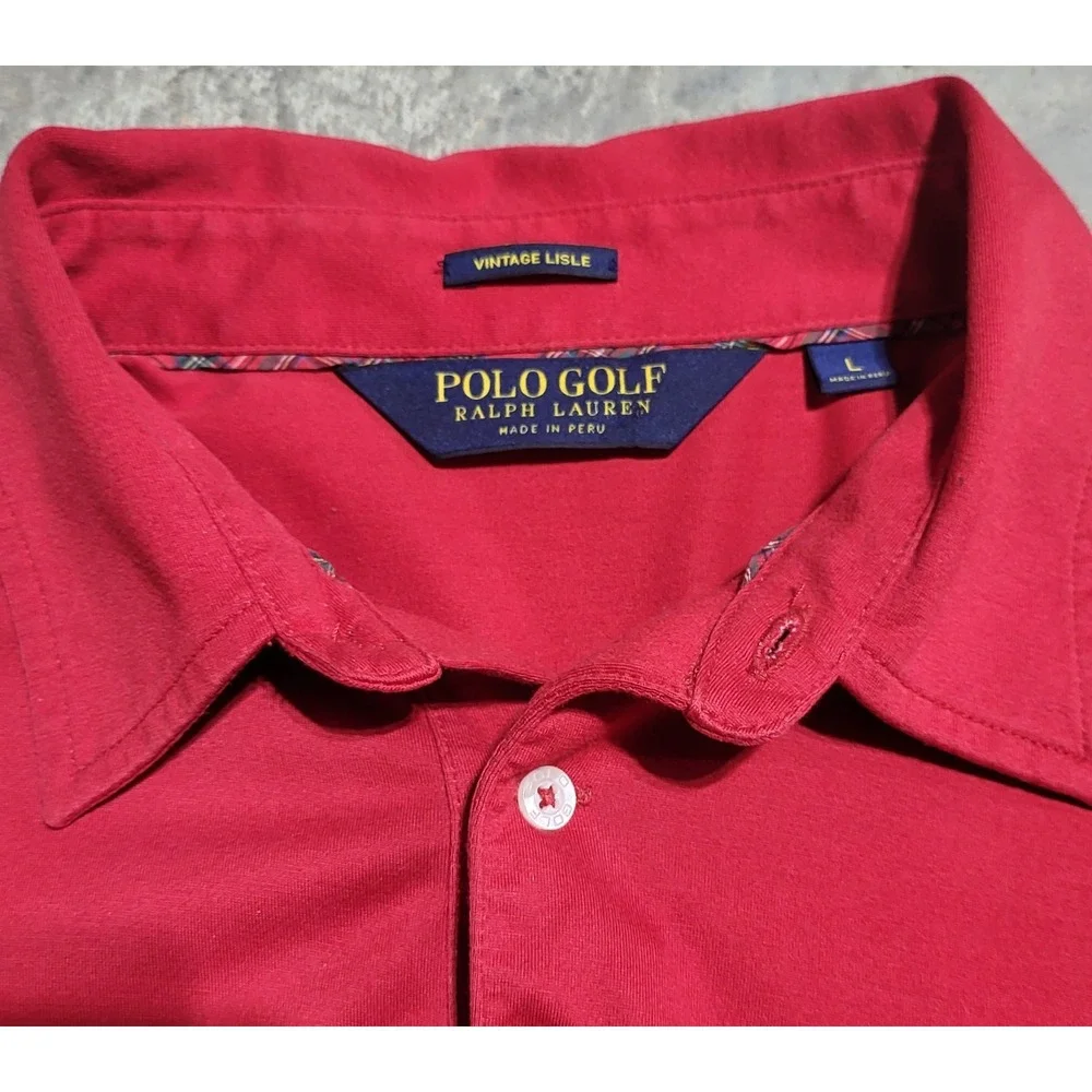 Mens Polo Golf Ralph Lauren Shirt True Red Size Large L Vintage Lisle ~Big Pony!
